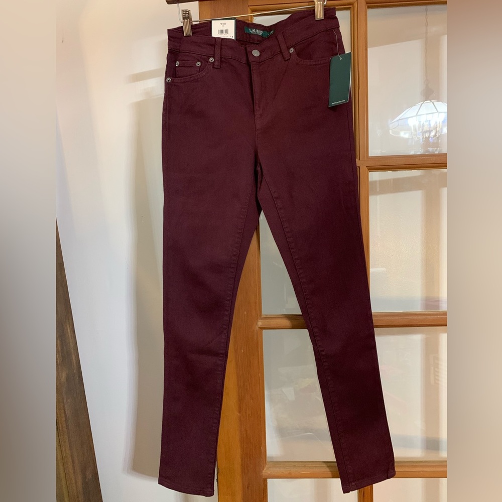 Lauren Ralph Lauren Premier Skinny Denim in Maroon Size 4
